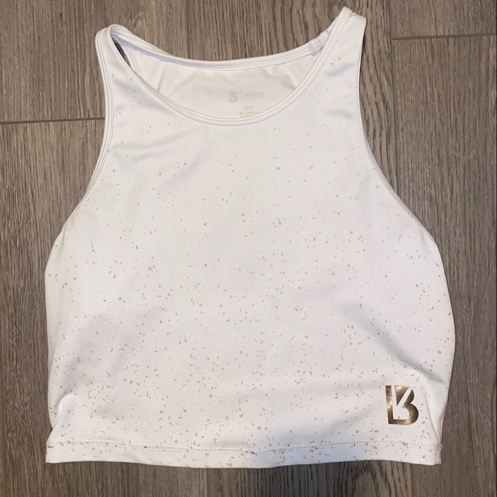 White & rose gold buff bunny top